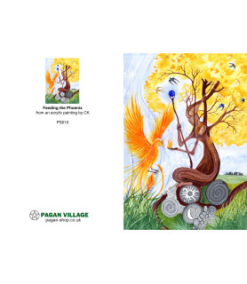Feeding the Phoenix Green Man Greeting Card