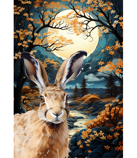 Moon Hare Greeting Card